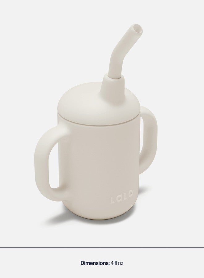Lalo Little Cup, Non-Toxic Silicone Straw Cup with Handles - Baby and Toddler Sippy Cup - Mini Cup and Straw Training System, 4oz, Oatmeal - Image 4